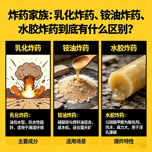 拜城炸药家族：乳化炸药、铵油炸药、水胶炸药到底有什么区别？